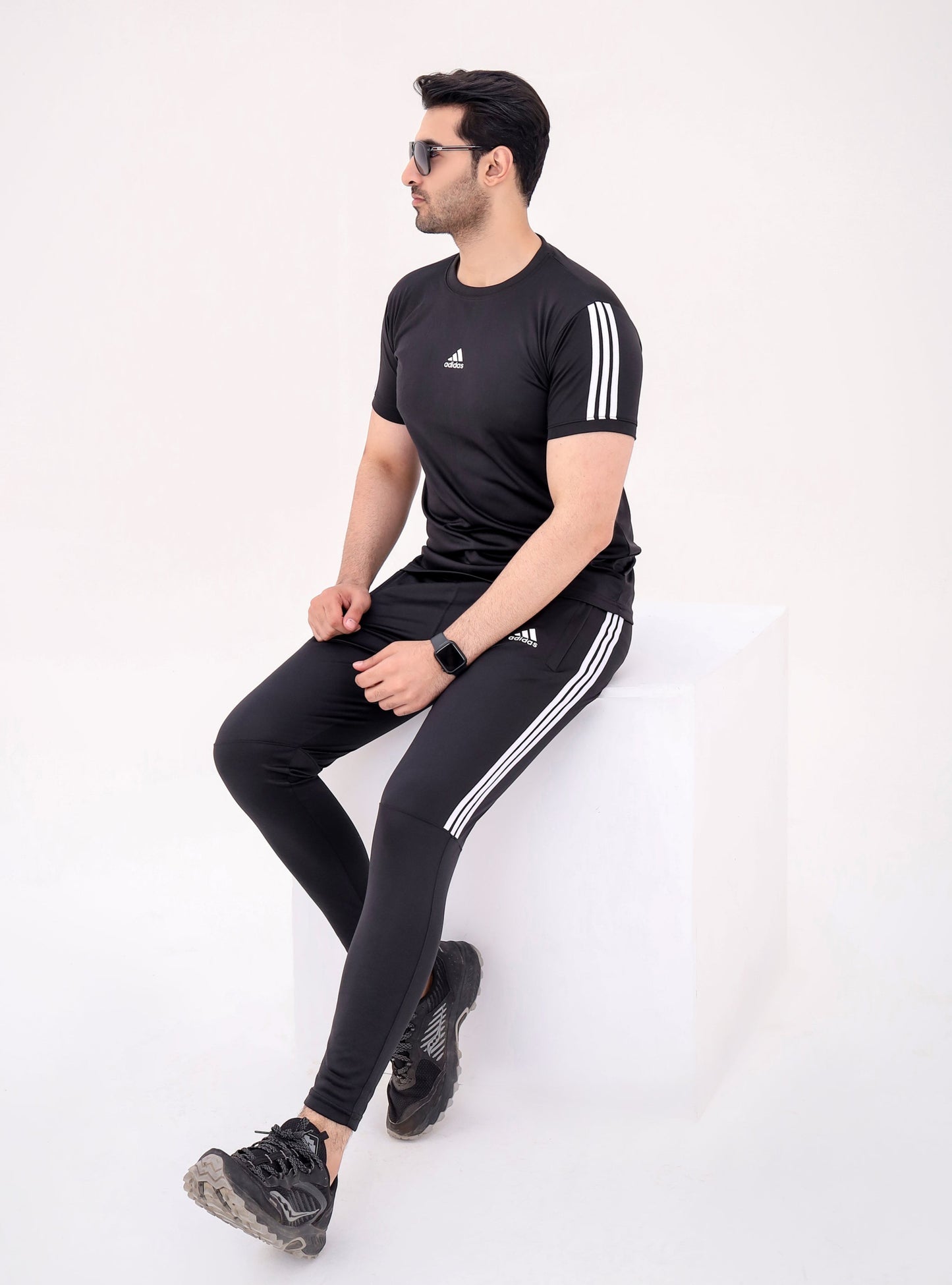 Black Half Tri-line-Tracksuit