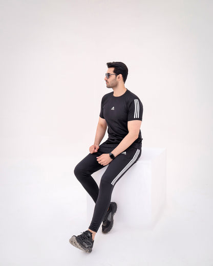 Black Half Tri-line-Tracksuit