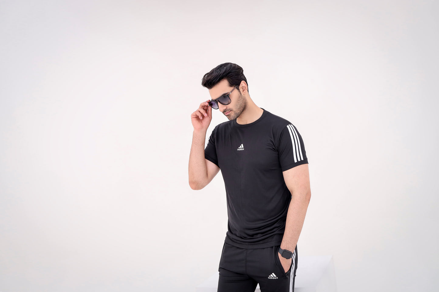 Black Half Tri-line-Tracksuit