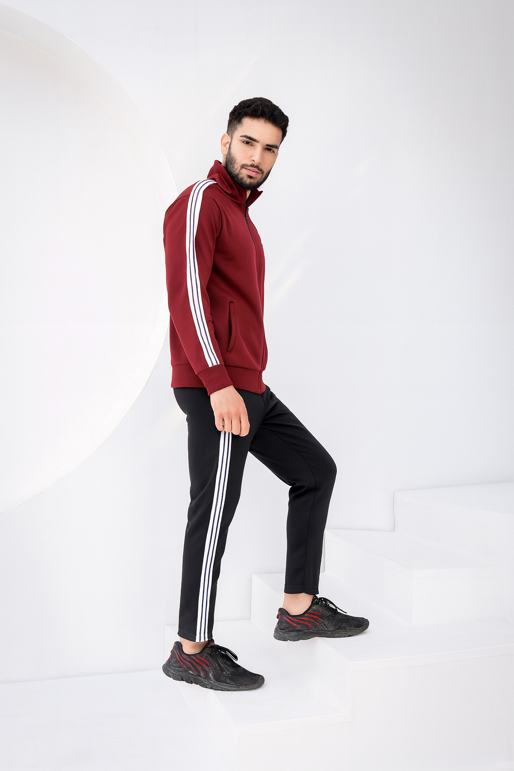 Maroon Stripe - Winter Tracksuit