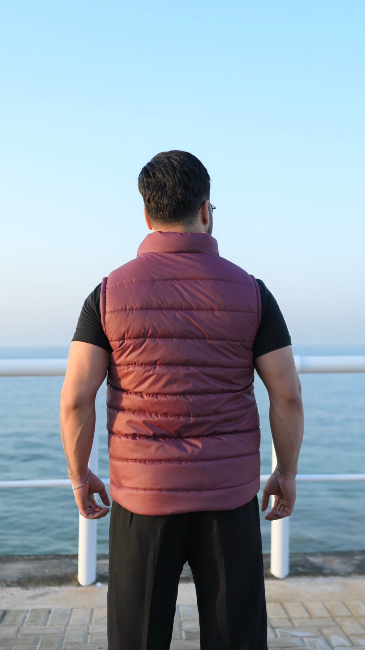 Maroon Puffer Jacket - Sleeveless