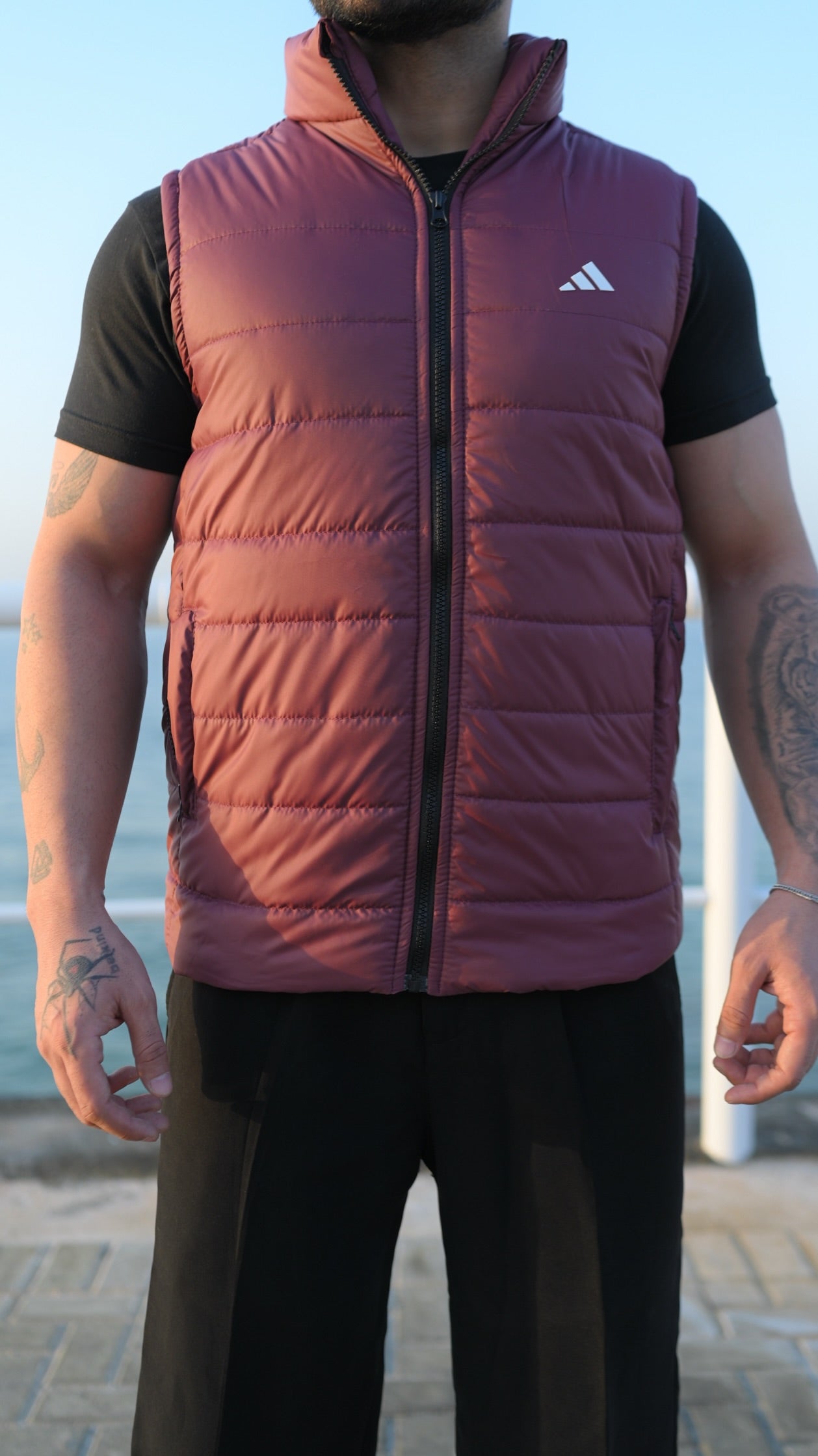 Maroon Puffer Jacket - Sleeveless