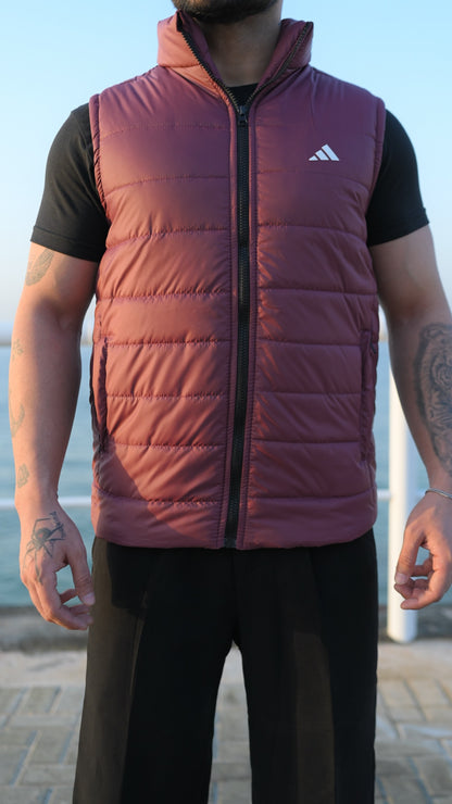 Maroon Puffer Jacket - Sleeveless