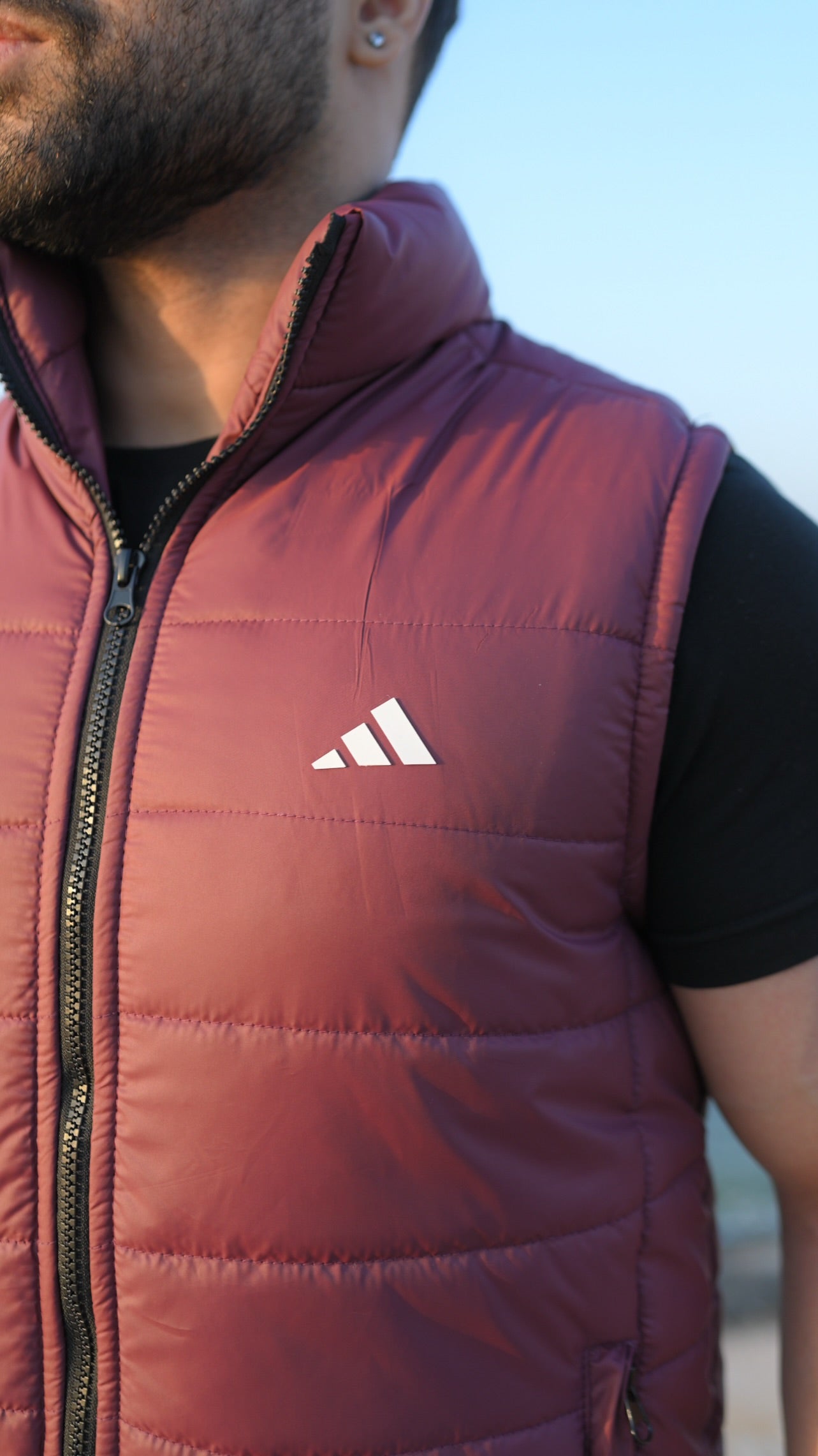 Maroon Puffer Jacket - Sleeveless