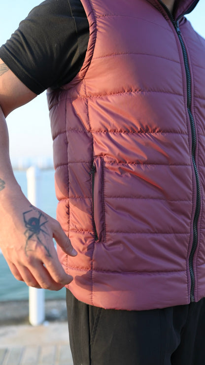 Maroon Puffer Jacket - Sleeveless