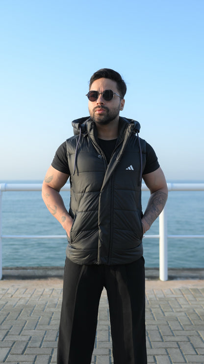 Black Puffer Jacket - Removable Hood