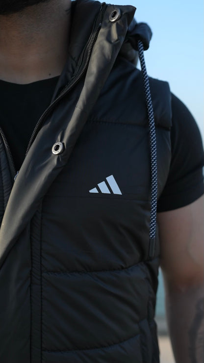 Black Puffer Jacket - Removable Hood