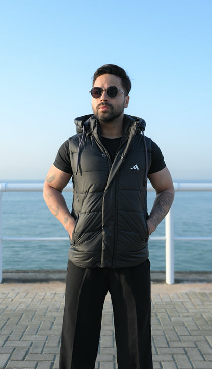 Black Puffer Jacket - Removable Hood
