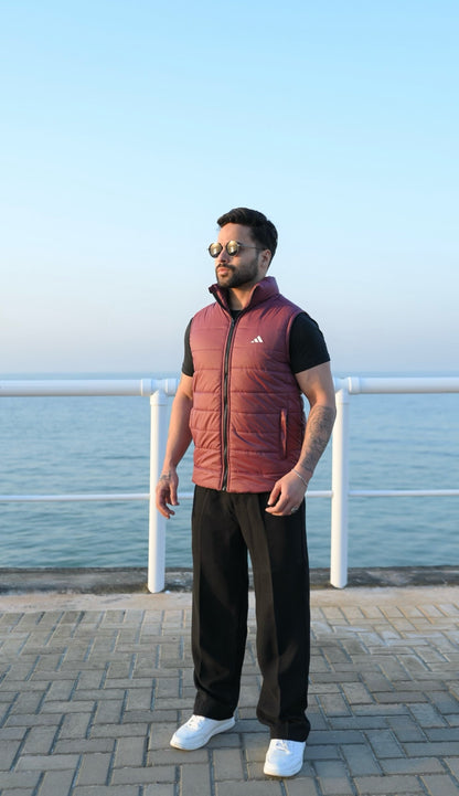 Maroon Puffer Jacket - Sleeveless
