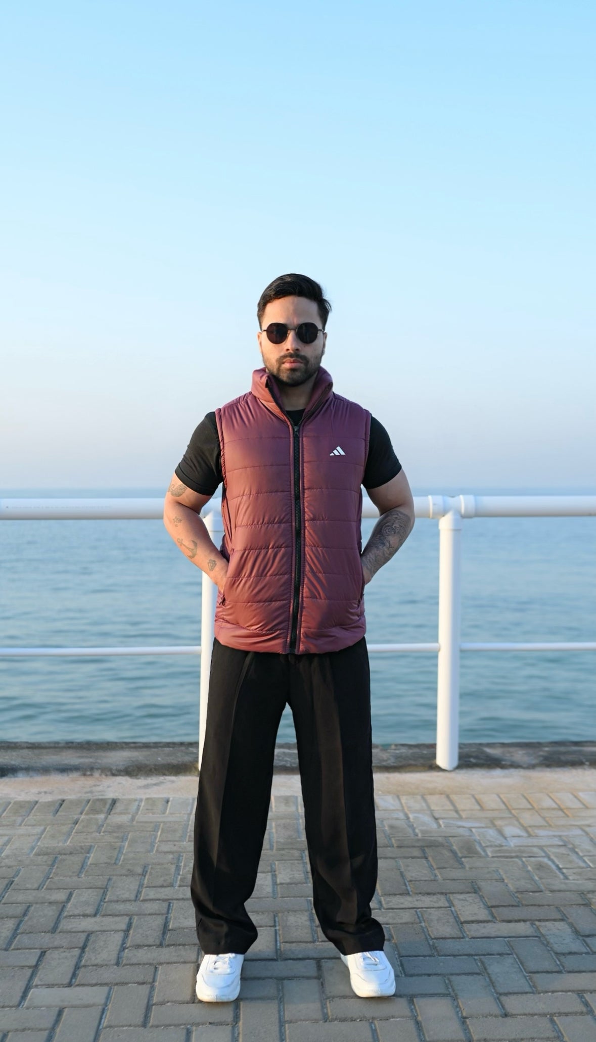 Maroon Puffer Jacket - Sleeveless