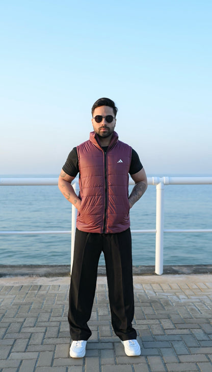 Maroon Puffer Jacket - Sleeveless