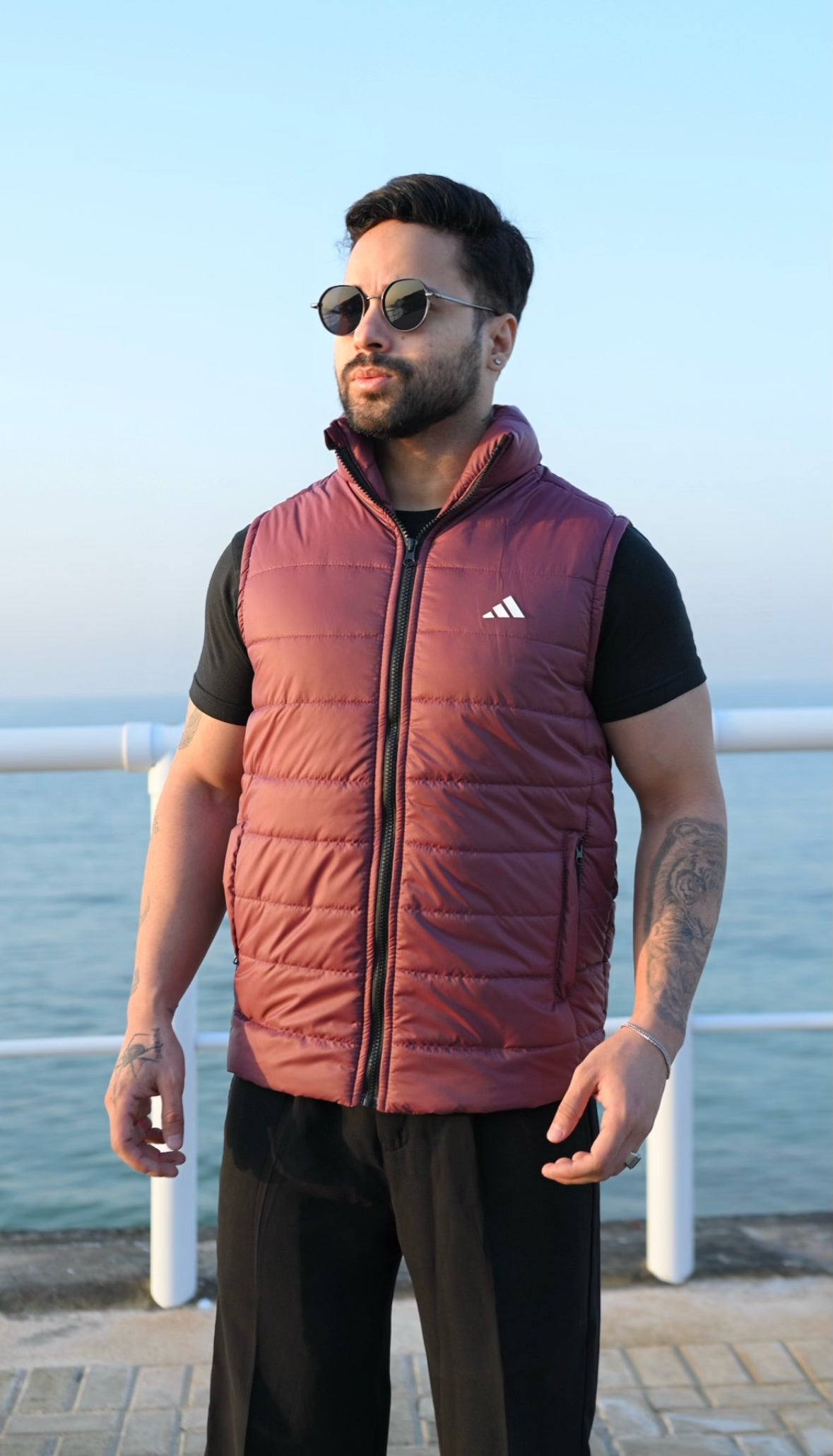 Maroon Puffer Jacket - Sleeveless