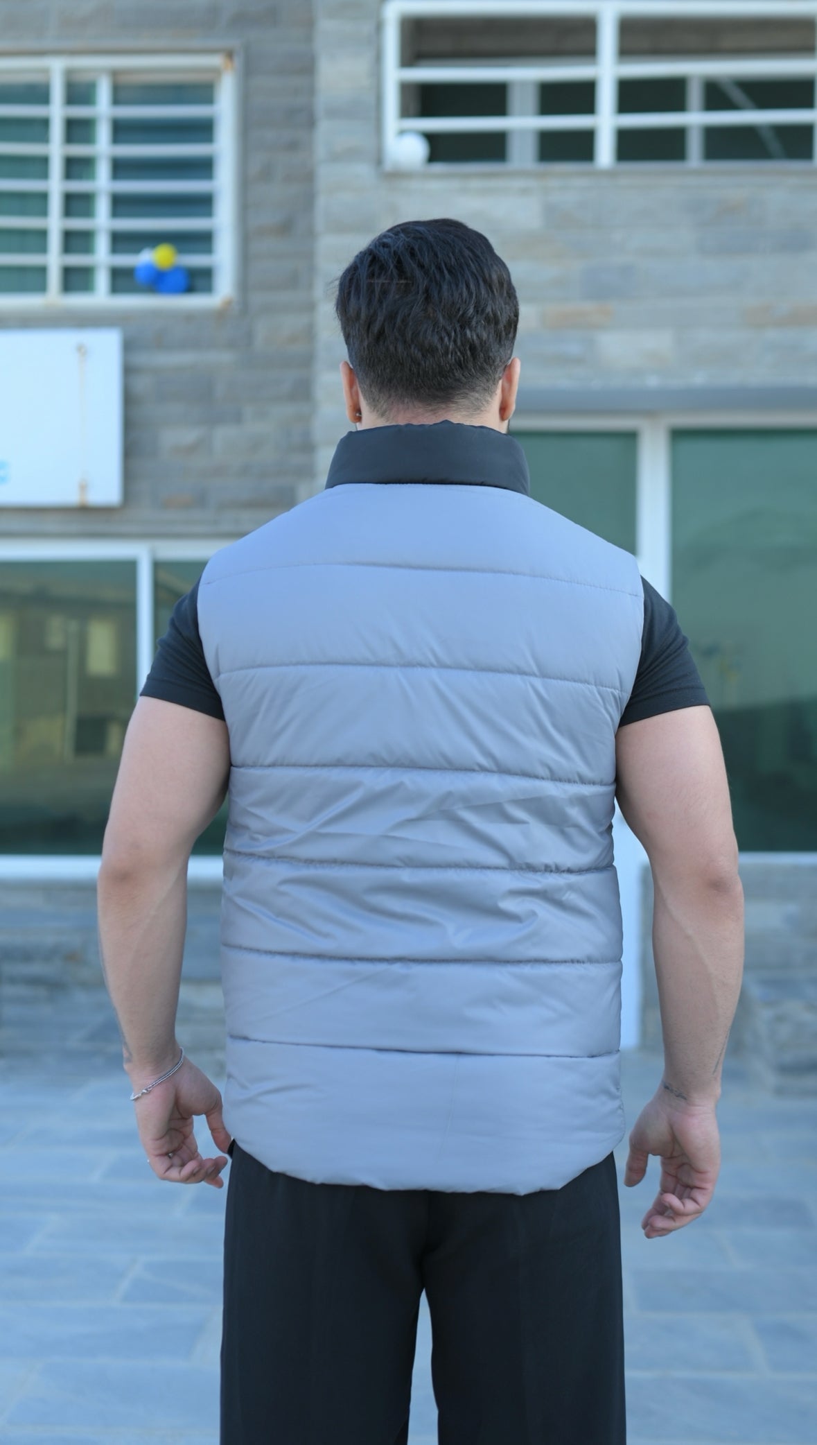 Grey-Black Puffer Jacket - Sleeveless