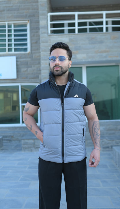 Grey-Black Puffer Jacket - Sleeveless