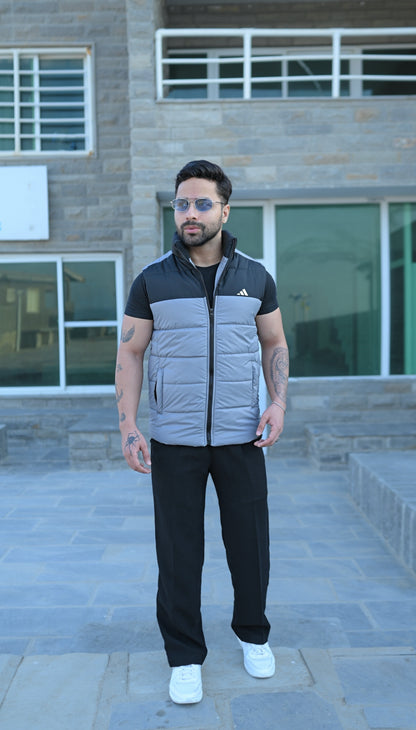 Grey-Black Puffer Jacket - Sleeveless