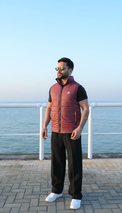 Maroon Puffer Jacket - Sleeveless