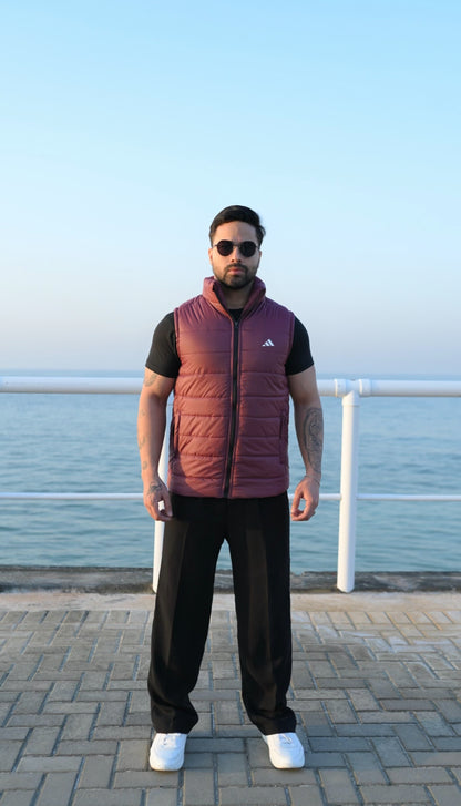 Maroon Puffer Jacket - Sleeveless