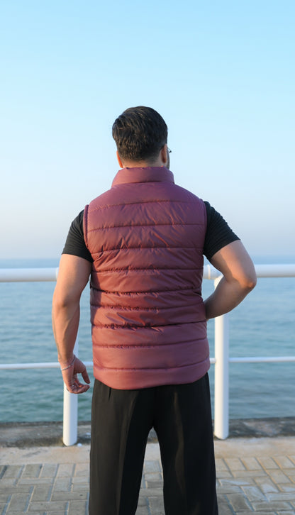 Maroon Puffer Jacket - Sleeveless